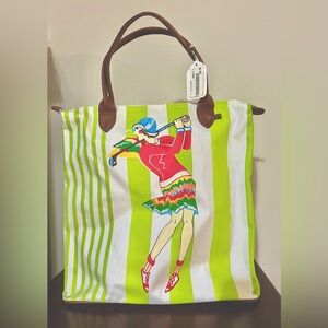 Barth & McCallig Fairway Femme Tote. Waterproof. Brown leather handle strap.